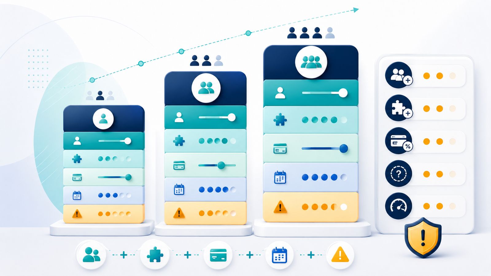 Jobber pricing scenario model showing user seats, add-ons, payment processing, scheduling, and unverified cost risks for cleaning teams