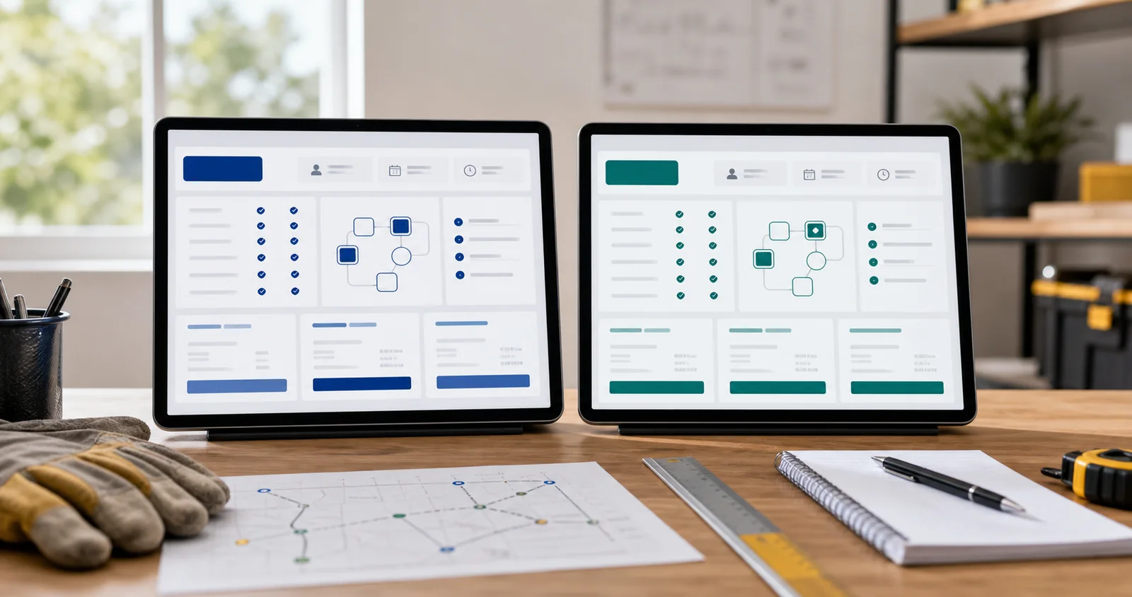 Side by side home service software comparison dashboards